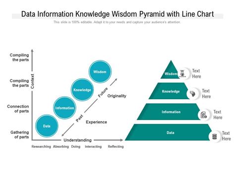 Data Information Knowledge Wisdom Pyramid With Line Chart | Presentation Graphics | Presentation ...