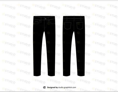 Mens Denim Jeans Flat Sketch
