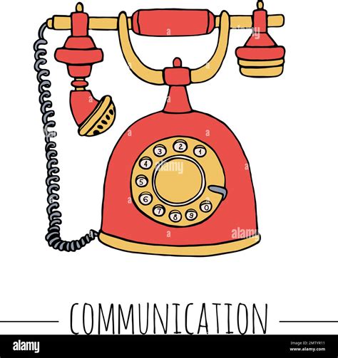 Vector Vintage Telephone Retro Illustration Of Wired Rotary Dial