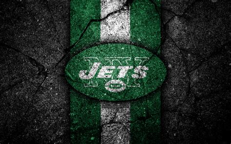 Download wallpapers 4k, New York Jets, logo, black stone, NFL, american ...