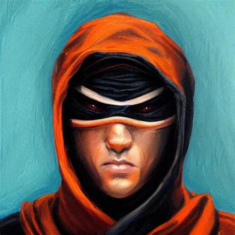 Hooded Ninja Oil Painting Portrait Intricate Stable Diffusion