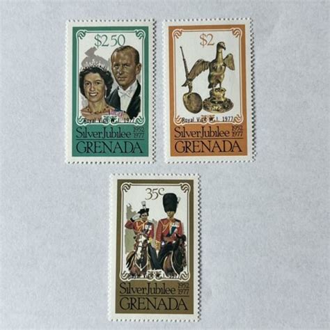 Queen Elizabeth Ii Royal Visit 1977 Silver Jubilee Grenada Lot Of 3 Mnh Stamps Ebay