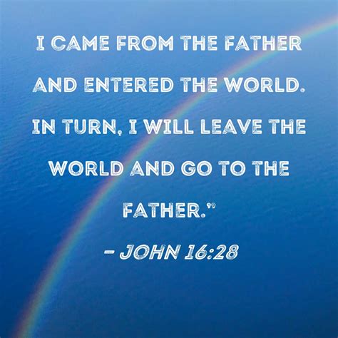 John 1628 I Came From The Father And Entered The World In Turn I