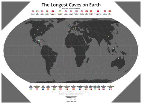 The Longest Caves on Earth Map [OC] : MapPorn