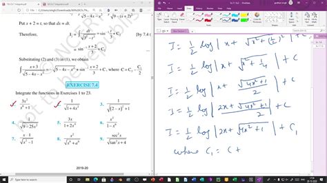 XII Integrals Of Some Particular Functions Ex 7 4 Q 1 Q 9 YouTube