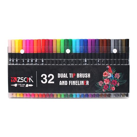 32 Kleur Dual Tip Borstel Pennen Art Marker Kunst Grandado