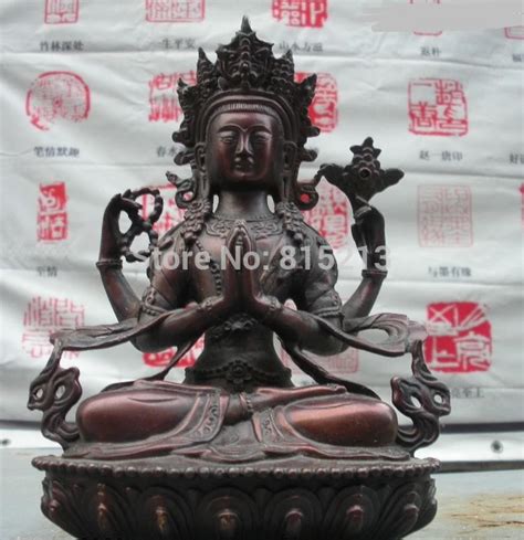 Estatua De Buda Bi De Budismo Tibetano Fane Bronce Rojo