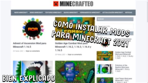 Como Descargar Mods Para Minecraft Todas Las Versiones Youtube