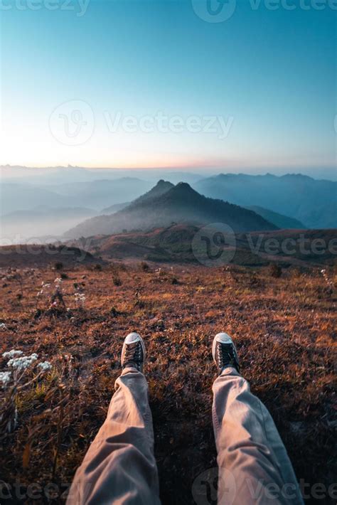 The Morning Before Sunrise On The Mountain Early Morning Blue Hour