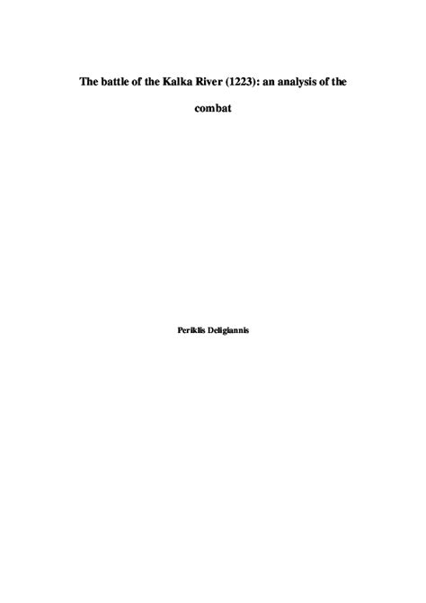 (PDF) The battle of the Kalka River (1223): an analysis of the combat
