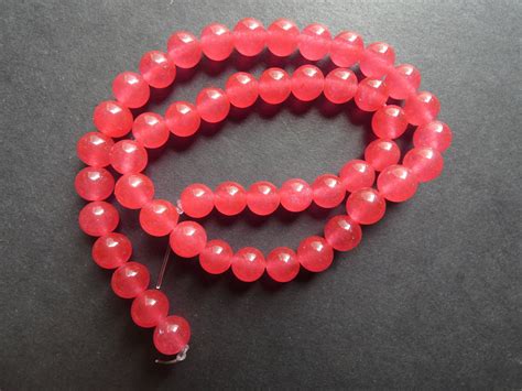 Inch Mm Natural Malaysia Jade Red Bead Strand Dyed About Round