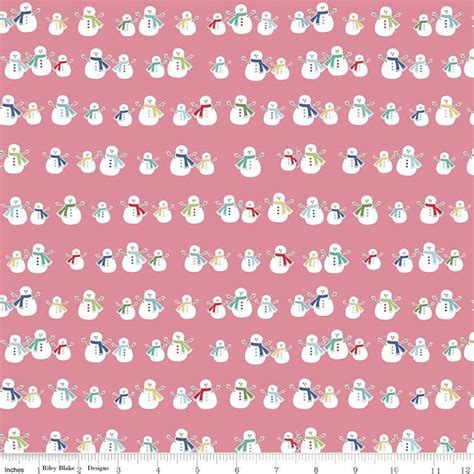 Cozy Christmas Snowman Snowmen Pink Lori Holt Vintage Christmas Christmas Cotton Quilting Fabric