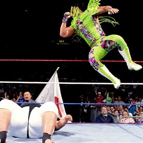 Macho Man Randy Savage Lands A Flying Elbow Drop On Yokozuna Royal