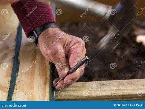 Carpenter Using a Nail Punch Stock Photo - Image of carpentry, tools: 70812782