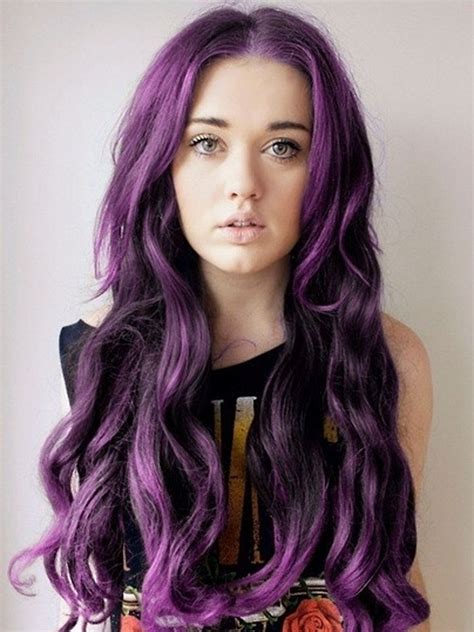 Inch Funky Purple Tape In Hair Extensions Straight Pcs Dark