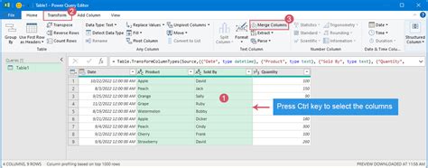 Power Query Combiner ou concaténer des colonnes dans Excel