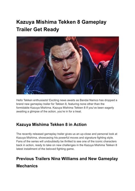 Ppt Kazuya Mishima Tekken 8 Gameplay Trailer Get Ready Powerpoint