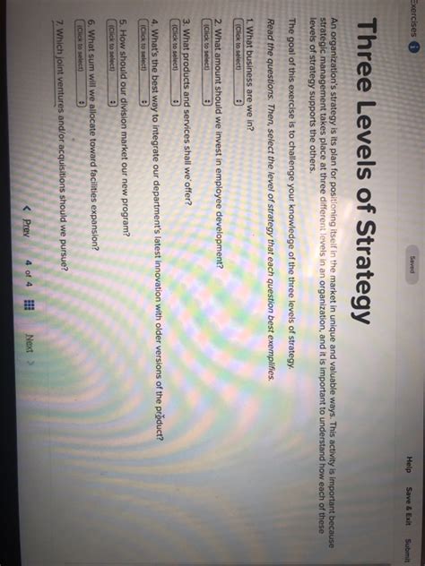 Solved Exercises Saved Help Save Exit Submit Three Levels Chegg