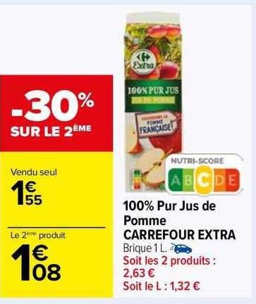 Promo Pur Jus De Pomme Carrefour Extra Chez Carrefour Market