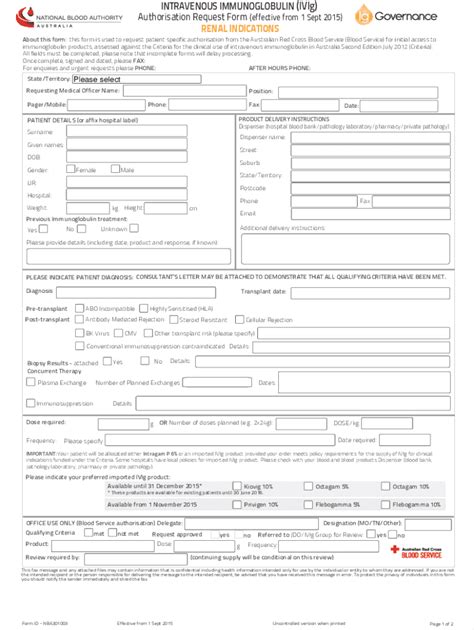 Fillable Online SUBCUTANEOUS IMMUNOGLOBULIN SCIg Authorisation