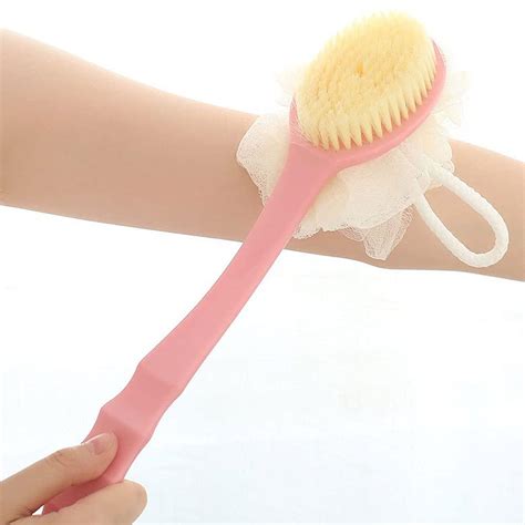 2 In 1 Bath Body Brush With Long Handle Shower Sponge Loofah