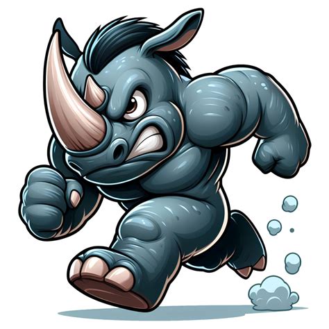 Ai Generated Angry Rhino Monster Running Front View Cartoon Style