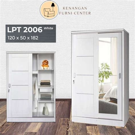 Jual Lemari Pakaian 2 Pintu Kaca Sliding Jumbo Lunar LPT 2006 TERMURAH