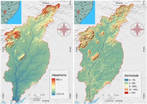 Hipsometria E Declividade Da Sub Bacia Hidrogr Fica Do Talhado Al