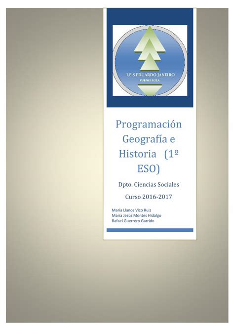 PDF Programación Geografía e Historia 1º ESO PDF fileLa Geografía