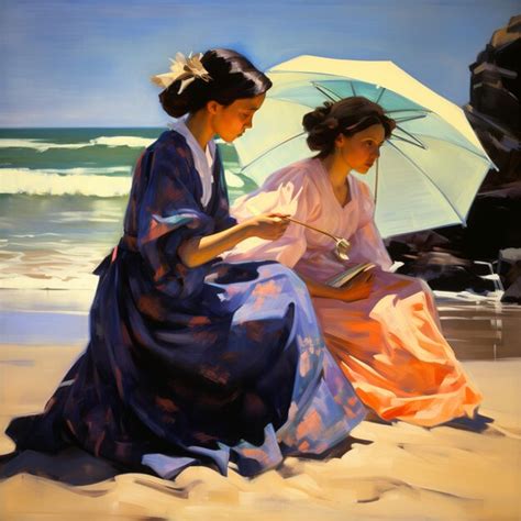 Premium Ai Image Illustration Of Sorolla Style Painting 2 Women On