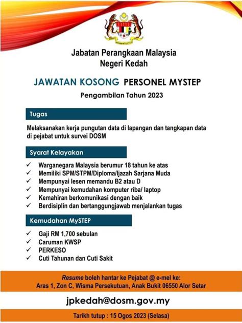 Iklan Jawatan Personel Mystep Jabatan Perangkaan Malaysia Jawatan