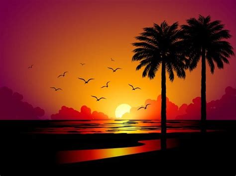 FreePik Dos palmeras al atardecer playa vector p... - anacollege