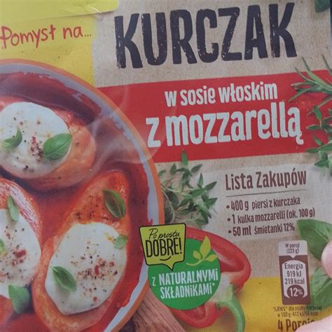 Pomysł na kurczak w sosie własnym z mozzarella Winiary kalorie kJ i