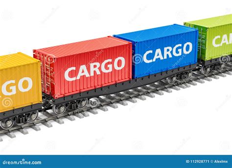 Freight Train With Cargo Containers D Rendering Stock Illustration