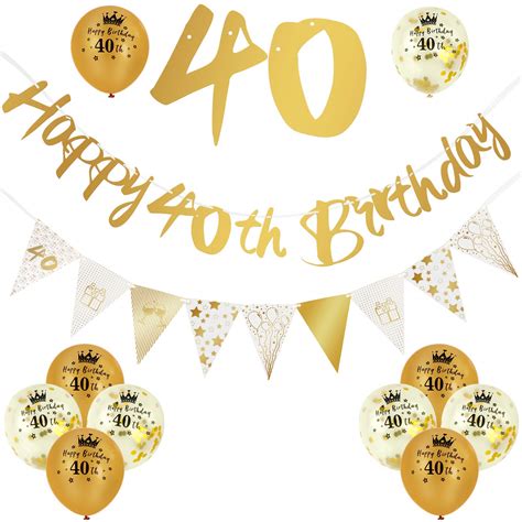 Buy Adxco Pieces Th Birthday Decorations Kit Include Gold Happy