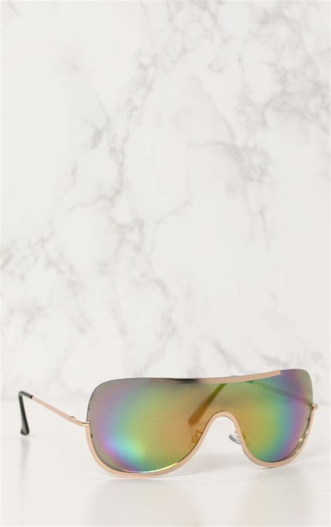 Multi Oversized Curved Mirror Aviators Accessories Prettylittlething