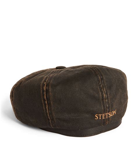 Mens Stetson Brown Waxed Hatteras Flat Cap Harrods Uk