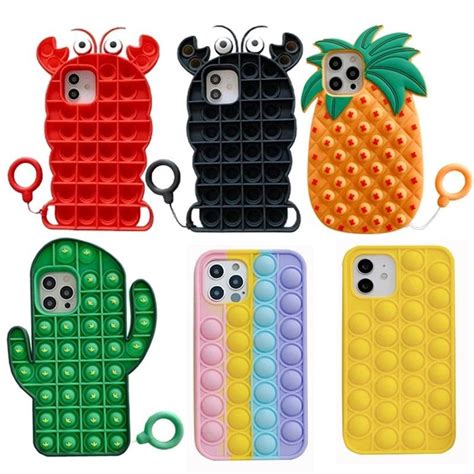 Cartoon Silicone Pop It Case For Iphone Mini Pro Max Xs Xr X