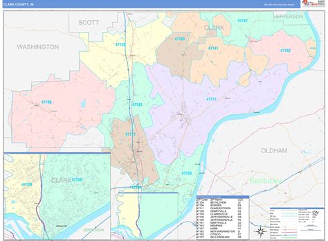 clark county  wall map color cast style  marketmaps mapsalescom
