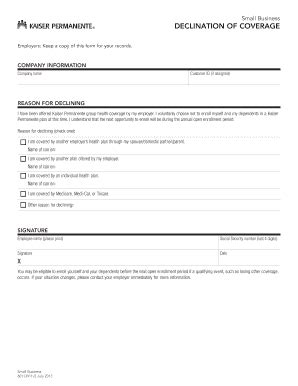 Fillable Online Brokernet Kp 2013 July Declination Of Coverage Form