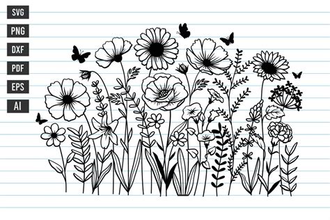 Wildflower Svg Flower Svg Wildflower Blooming Svg Flower Meadow Svg