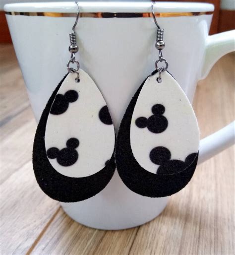 Mickey Mouse Faux Leather Earrings Disney Earrings Disney Etsy