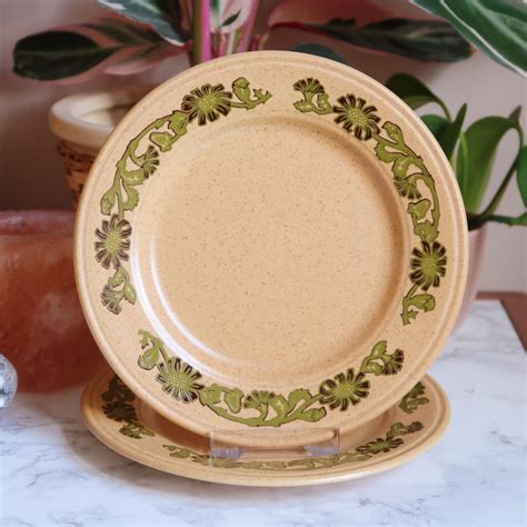 Vintage Kiln Craft Ironstone Mustard Floral Side Depop