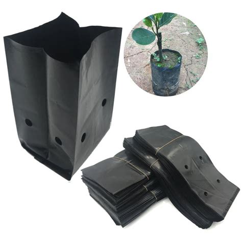 Pcs Pe Black Plastic Nursery Bags Plant Grow Bags Seedling Pots