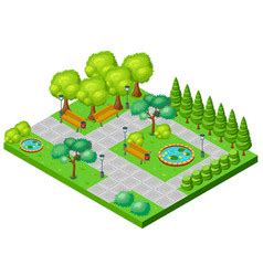 Isometric City Park Concept Royalty Free Vector Image