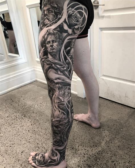 33 Awesome Leg Sleeve Tattoo Men Ideas