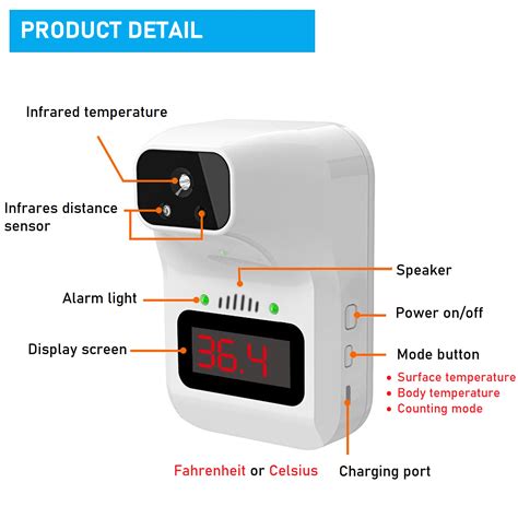 K X Wall Mounted Infrared Thermometer Tripod Stand Non Contact Digital