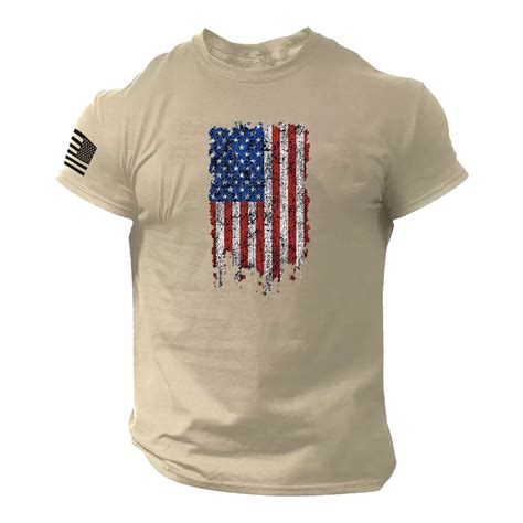 Tiqkatyck Mens Shirts Clearance Items Summer Mens Us Flag Logo