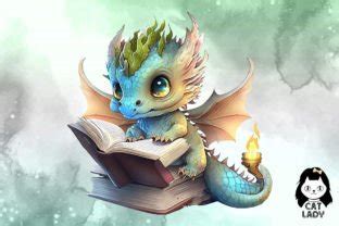 Dragon Reading Book Watercolor Clipart Graphic By Cat Lady Creative