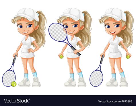 Beautiful female tennis player cartoon character Vector Image